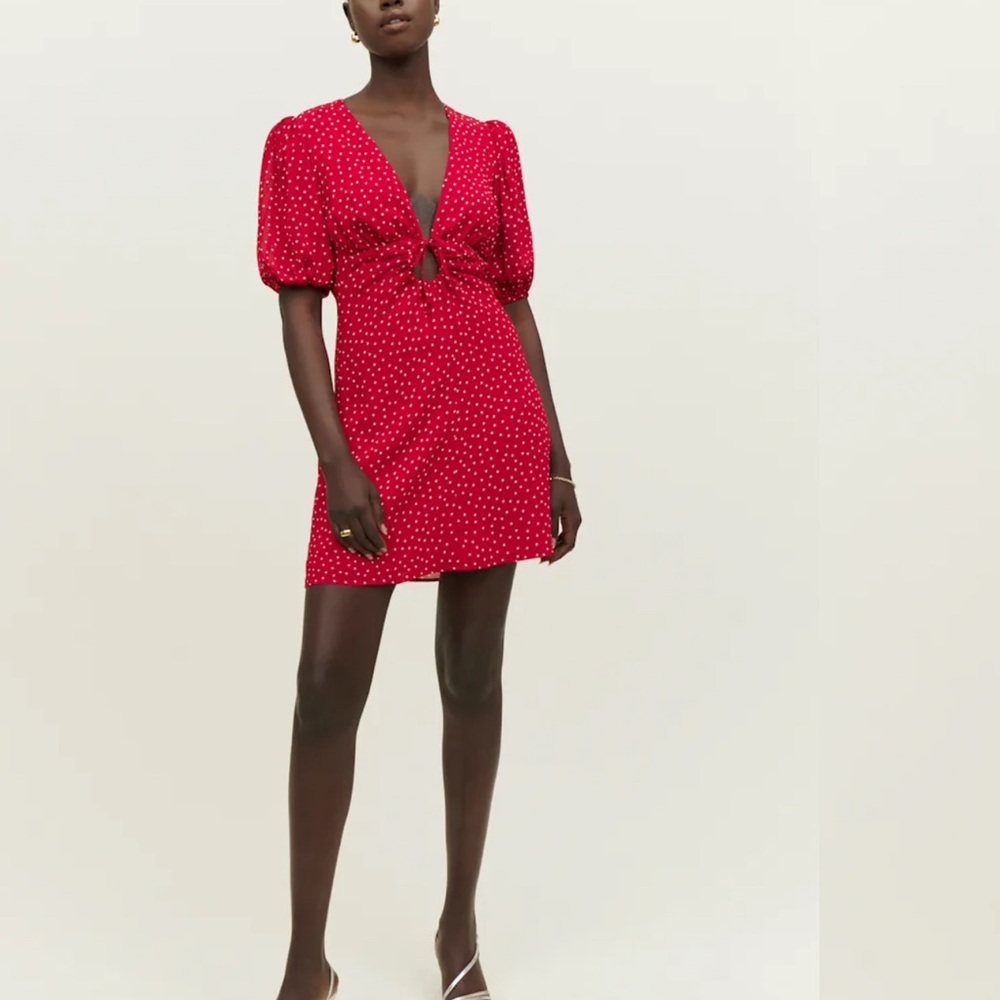 Reformation Cressida Red Puff Sleeve Mini Dress size 4